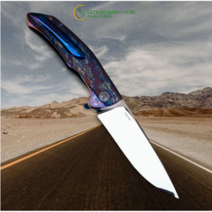 БАРВИСТИЙ колекційний ексклюзивний складний ніж ручної роботи майстра студії ANDROSHCHUK KNIVES, купити замовити в Україні (Сталь - CPM® S90V™)
